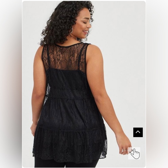 TORRID Babydoll lace tiered black tunic tank size 1 - Picture 3 of 8